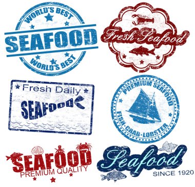 Seafood stamps clipart