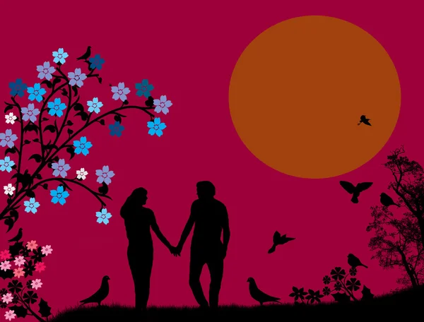 Couple in a park — Stock Vector