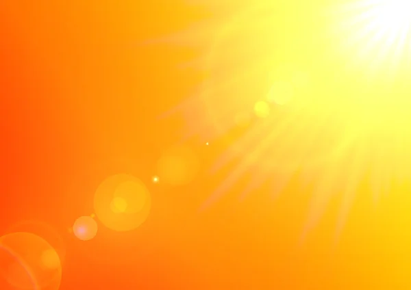 Sıcak güneş ve lens flare — Stok Vektör