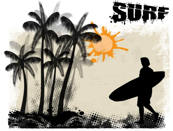 Surf poster achtergrond — Stockvector