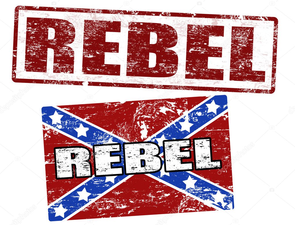 Confederate flag and rebel stamp