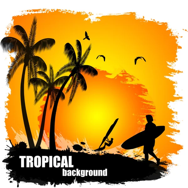 Gyönyörű trópusi háttér — Stock Vector
