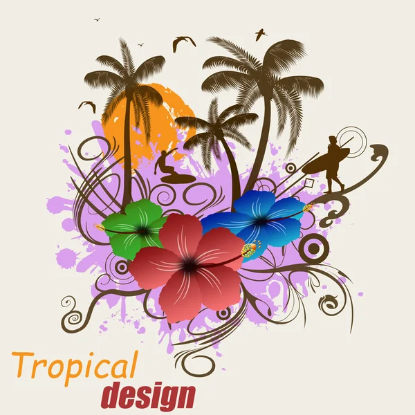 Diseño de póster tropical — Archivo Imágenes Vectoriales