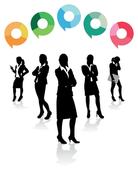 Mulheres de negócios com bolhas de fala acima — Vetor de Stock