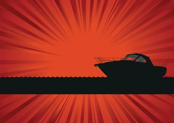 Barca silhouette sfondo — Vettoriale Stock