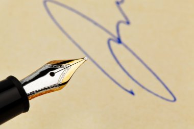 Fountain pen with signature clipart