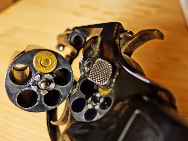 stock image Revolver with a cartridge