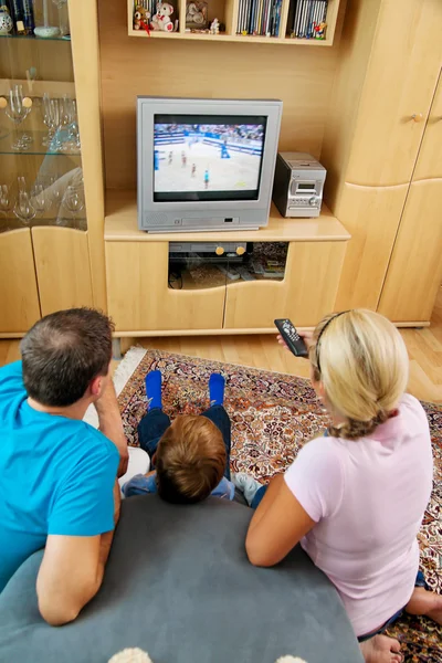 stock image Family watching television with tv