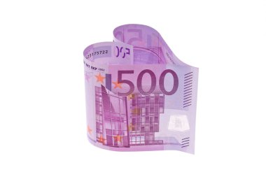 Euro banknotes in the form of a heart clipart