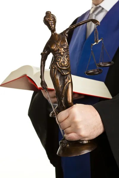 Juiz com código e justiça — Fotografia de Stock