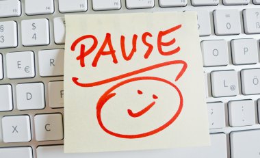 Note on computer keyboard: pause clipart