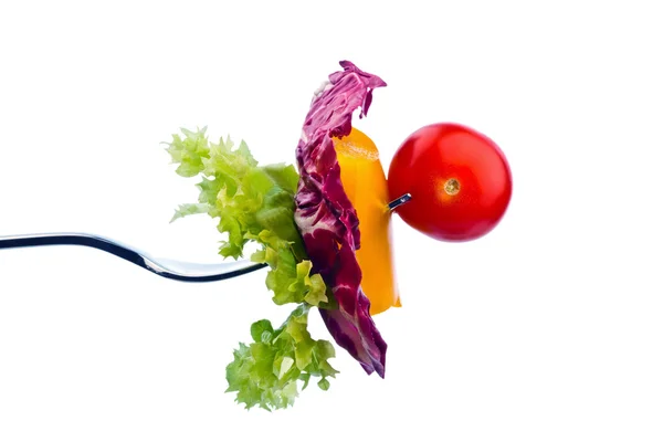 Salad on a fork — Stock Photo, Image