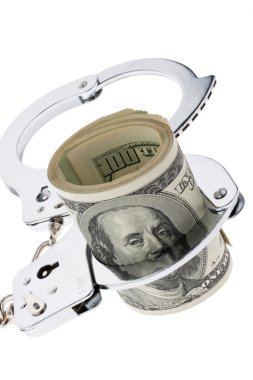 Dollar currency notes with handcuffs clipart