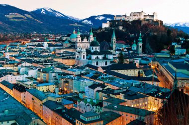 Salzburg, austria cityscape, clipart