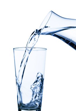 Water is filled into a glass of water clipart