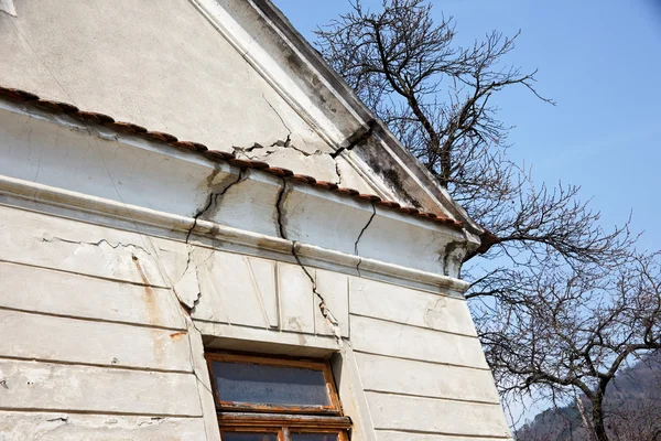 stock image Damage to the gable of an old building