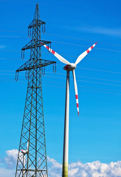 Rüzgar Türbini Rüzgar enerji santrali, elektrik — Stok fotoğraf