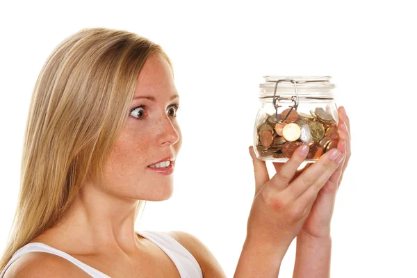 Young woman, to save money — Stock Photo, Image