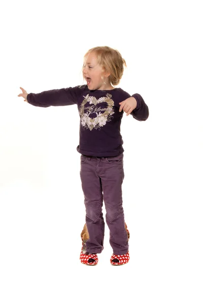Children with large shoes. symbol of growth and z — Stock Photo, Image
