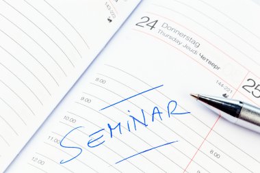 Entry in calendar: seminar clipart