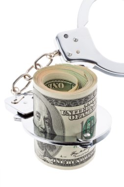 Dollar currency notes with handcuffs clipart