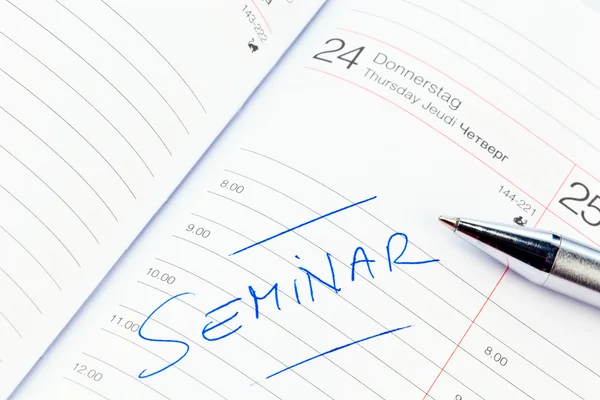 Entry in calendar: seminar — Stock Photo, Image