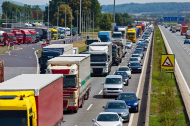 Traffic jam on highway clipart