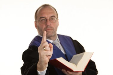 Judge in court with code clipart