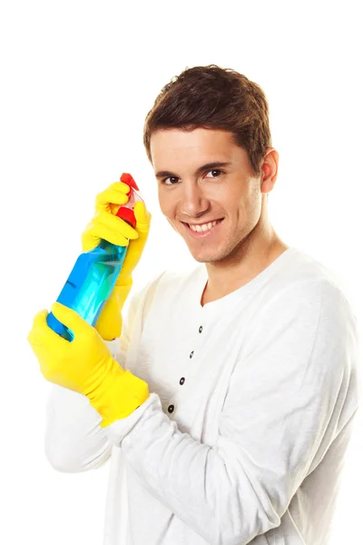 Man with detergent — Stock Photo, Image