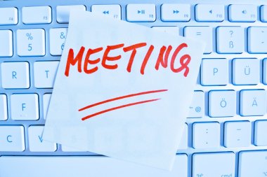 Note on computer keyboard: meeting clipart