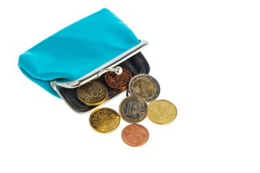 Purse with coins. debt and poverty clipart