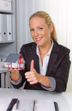 Real estate agent in her office clipart