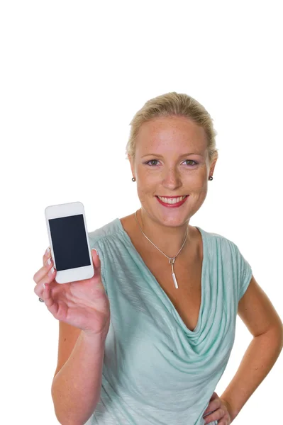 Frau mit ihrem Handy — Stockfoto