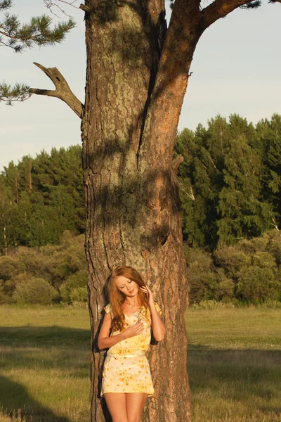 Het meisje in het bos — Stockfoto