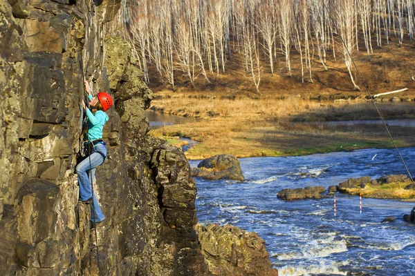 stock image The girl on the rock