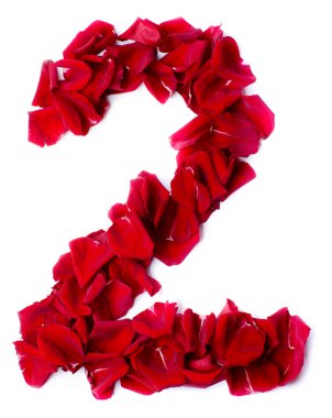 Number 2 made from red rose clipart