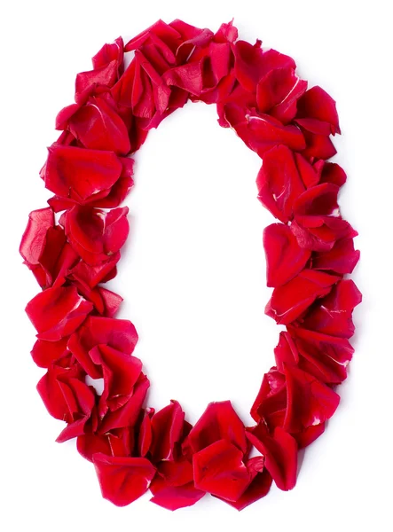 Number 0 made from red rose — Stock Photo, Image