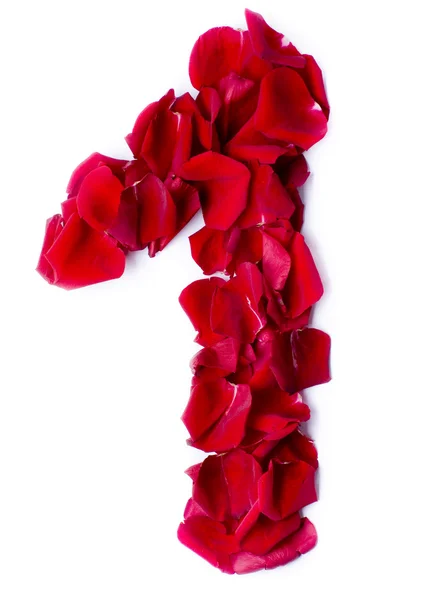 stock image Number 1 made from red rose