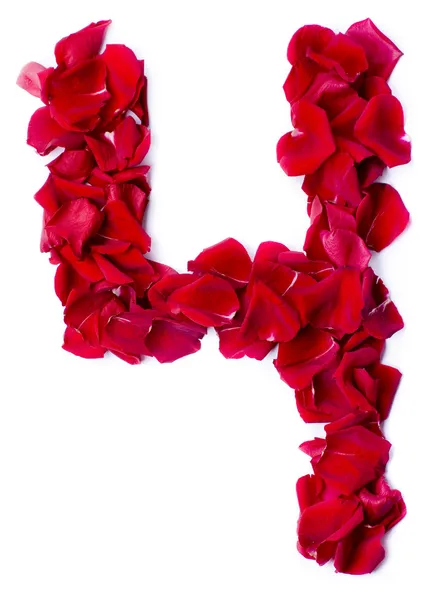 Number 4 made from red rose — Stock Photo, Image