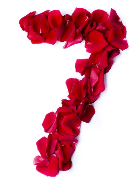Number 7 made from red rose — Stock Photo, Image