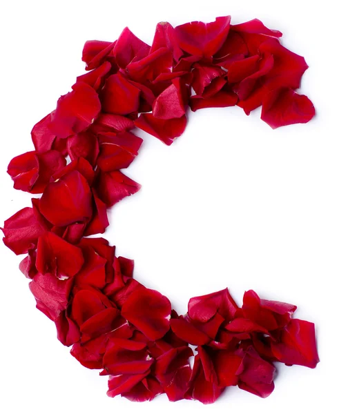 Buchstabe c aus roter Rose — Stockfoto