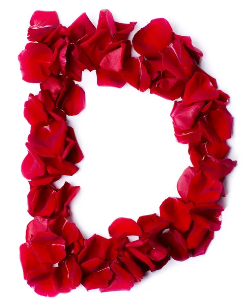 Alphabet D made from red rose — Stock Photo, Image