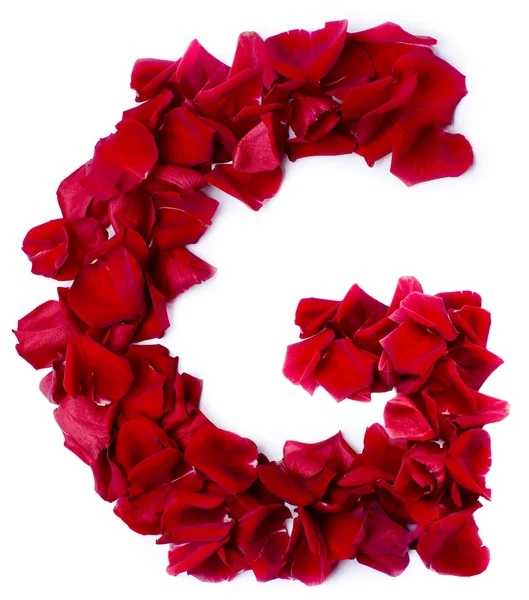 Alphabet G made from red rose — Stock Photo, Image