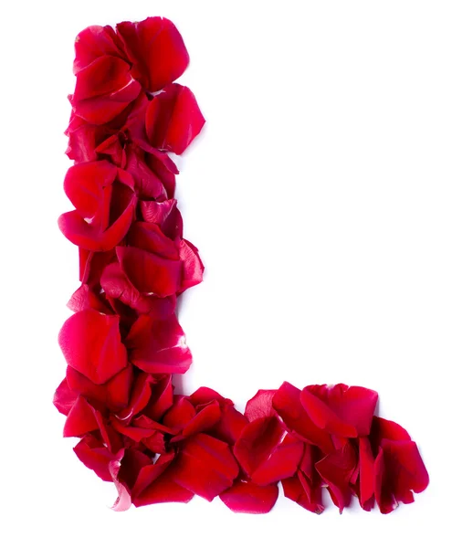 Alphabet L made from red rose — Stock Photo, Image