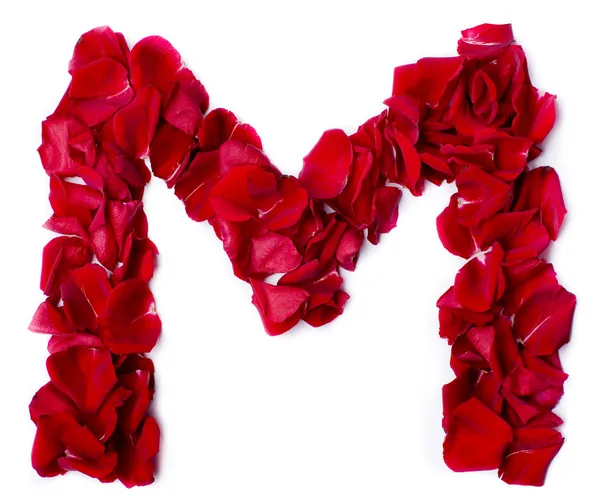 Alphabet M made from red rose — Stock Photo, Image