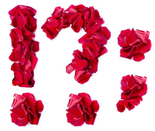 Punctuation marks made from red rose — Stock Photo, Image