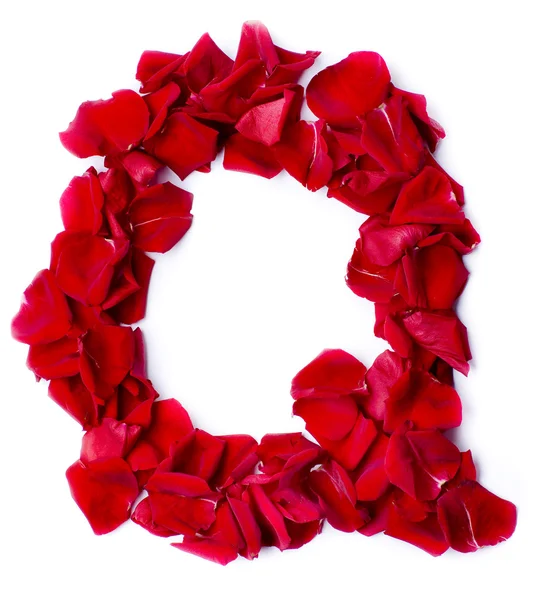 Alfabet q gemaakt van rode roos — Stockfoto