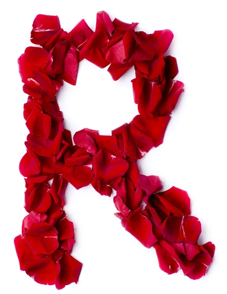 Alphabet R made from red rose — Stock Photo, Image