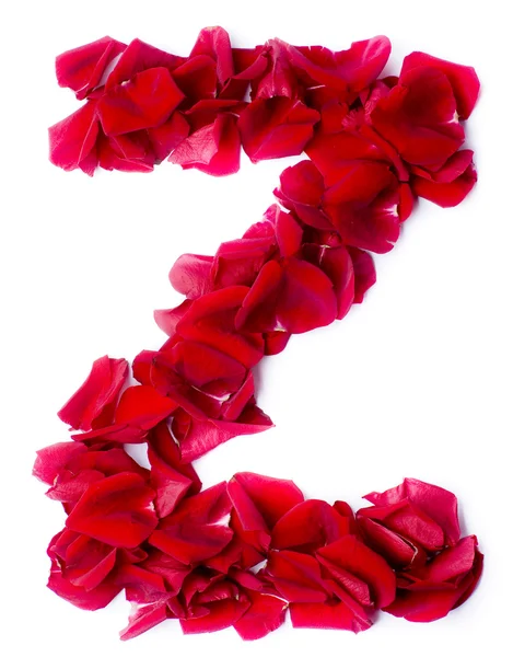 Αλφάβητο ζ κατασκευασμένο από κόκκινο τριαντάφυλλο — Φωτογραφία Αρχείου
