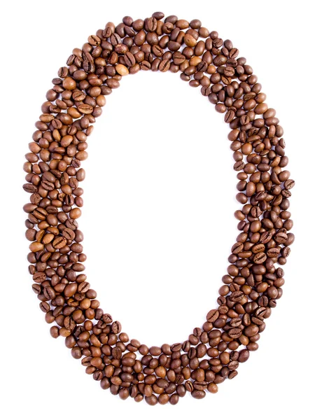 Number 0 from coffee beans. — Stock Photo, Image